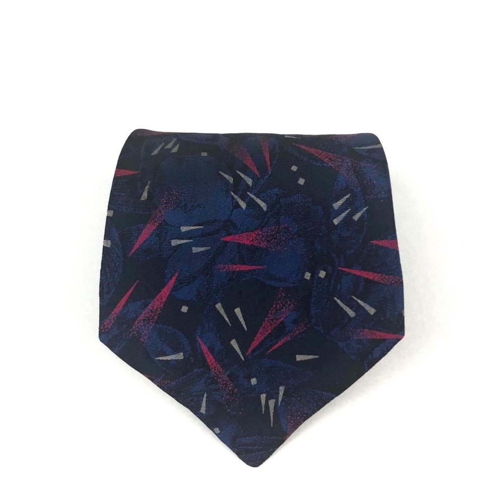 Guy Laroche Tie Paris Monsieur All Silk Blue Gray Red Dress Elegant Necktie